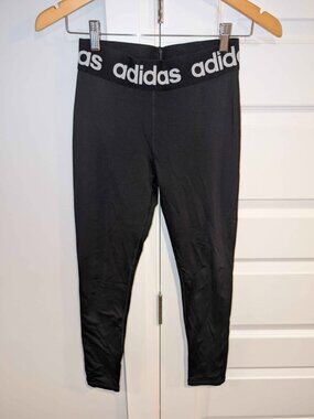 Adidas ClimaWarm Women’s 7/8 Leggings – Black High-Rise Logo Waistband – Small